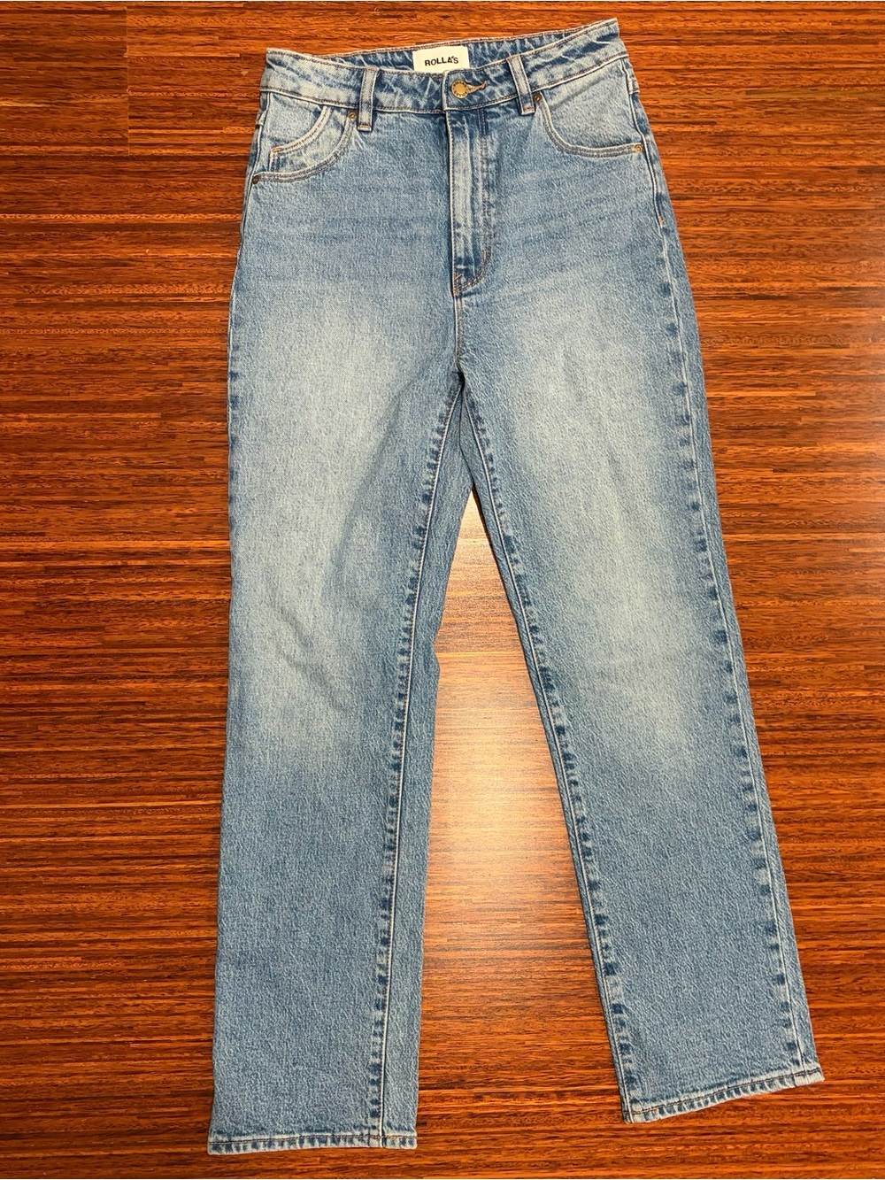 Rolla's High Rise Straight Blue Jeans Size 27x29 medium wash cotton